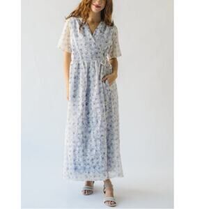 Things Between Womens Cottagecore Resortwear Occasion Floral Wrap Maxi Dress‎ L